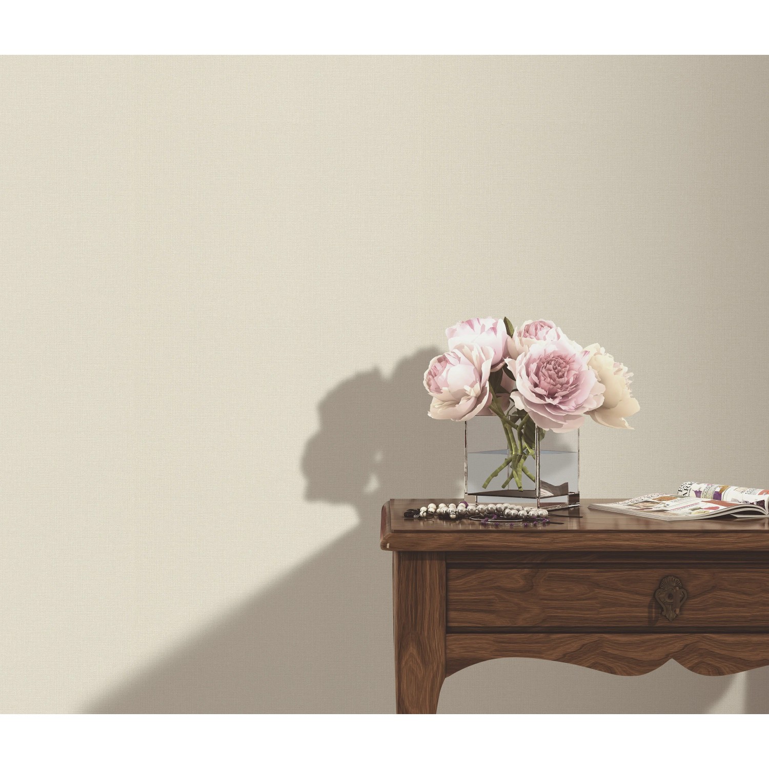 Erismann Vliestapete Elle Decoration 4 Woven Creme mit feiner Textilstruktur.