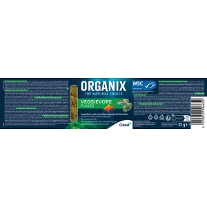 Oase Organix Veggievore Flakes Fischfutter, 250ml Packung für pflanzenfressende Fische.