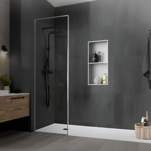 Eingebaute LuxeBath Wandnische Doppel aus Edelstahl, 30x60x10cm, silberfarben, für Duschzubehör.