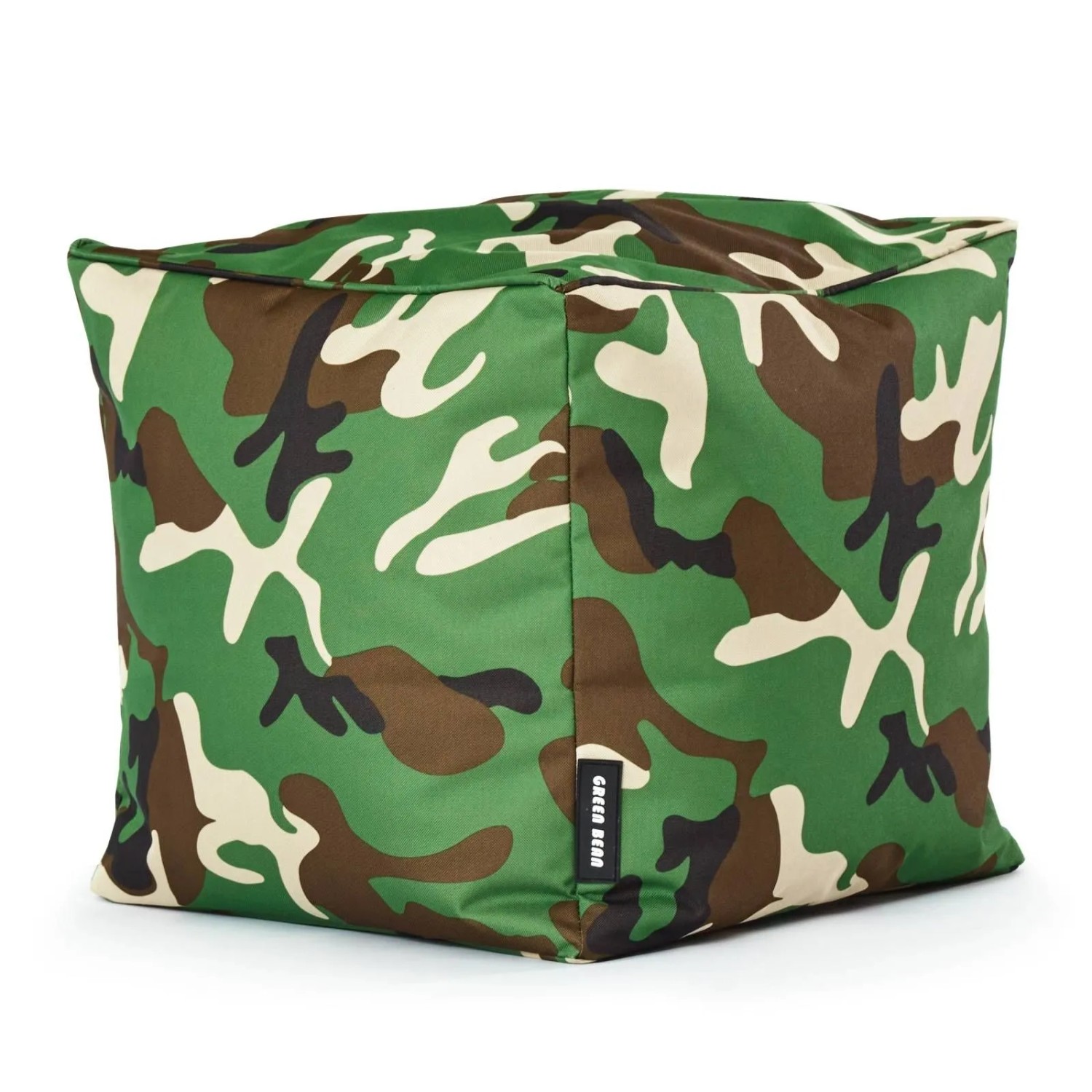 Green Bean Sitzhocker Cube 40 x 40 x 40 cm Wetterfest Waschbarer Bezug Camouflage Grün