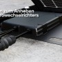 Detailaufnahme des Mikrowechselrichters vom Hepa Solar Balkonkraftwerk Premium 800.