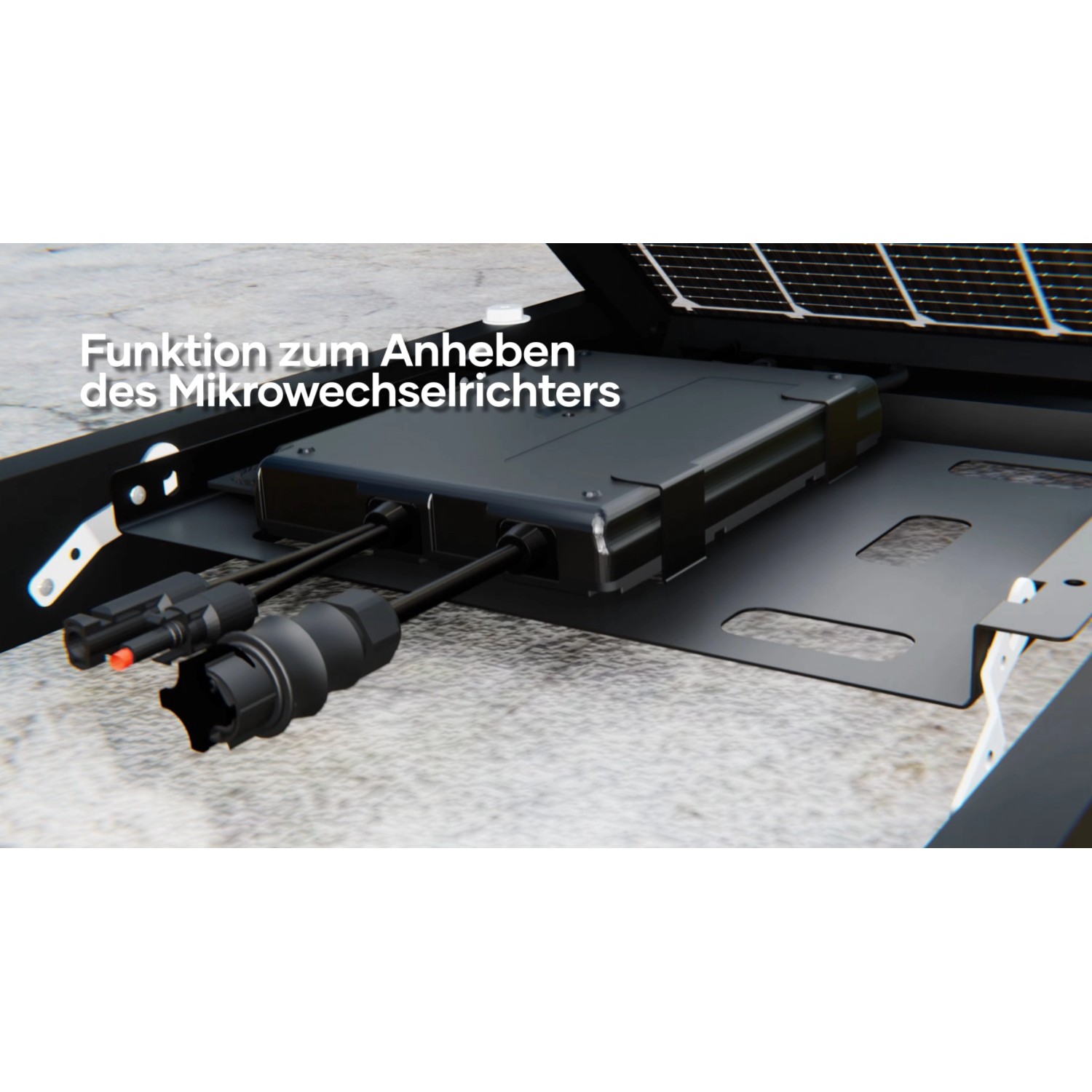 Detailaufnahme des Mikrowechselrichters vom Hepa Solar Balkonkraftwerk Premium 800.