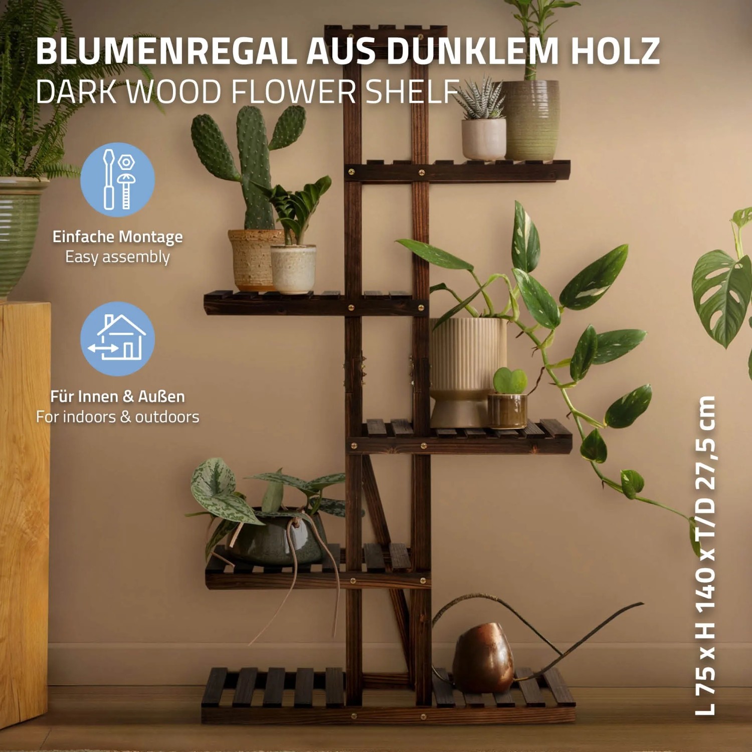 ML-Design Blumenständer Holz 75 x 27,5 x 140 cm 6 Ebenen kaufen bei OBI
