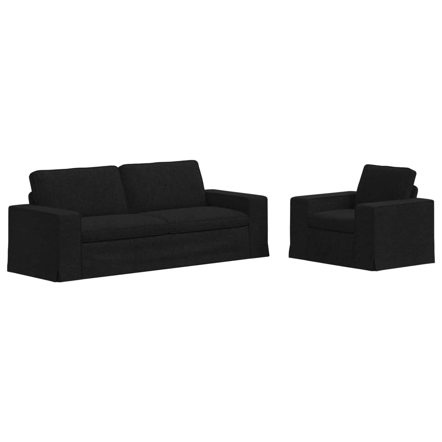vidaXL Sofa 2-Tlg Schwarz 182 x 80 x 82 cm Stoff 3407590