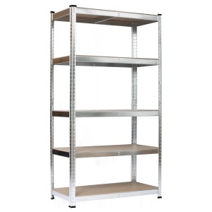Schulte Steck-Schwerlastregal, verzinkt, mit 5 Holzböden, ideal für schwere Lasten.