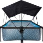 Grauer EXIT Stone Pool 220x150 mit Sonnensegel und Filterpumpe.