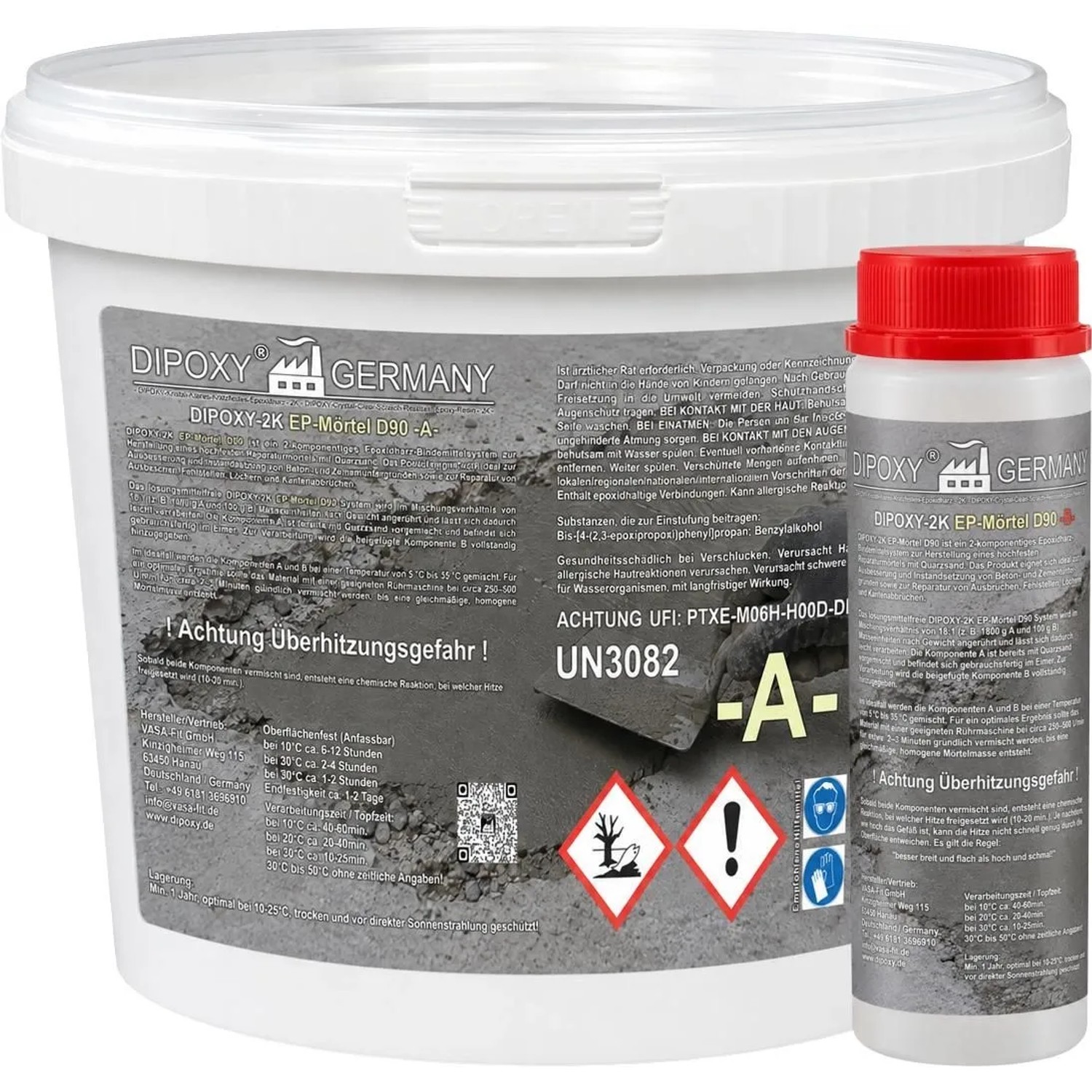 Dipoxy 2K-Epoxidharzmörtel D90 für Beton und Estrich 40 kg ca. RAL 7032 Sandgrau