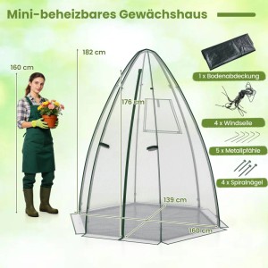 Costway Gewächshaus mit Reißverschlusstür Netzfenster Tomatengewächshaus