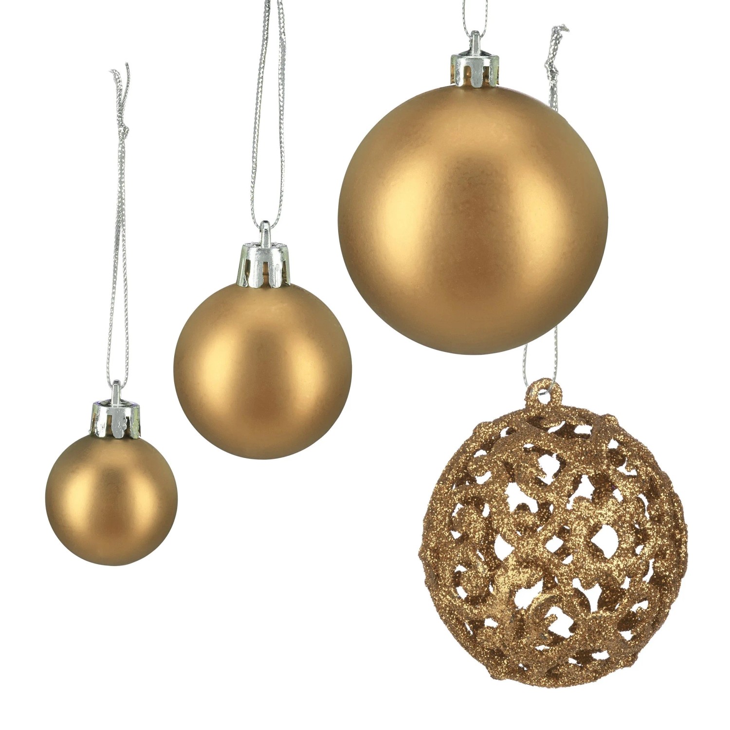 Relaxdays Weihnachtskugeln im 50er Set Polystyrol Gold Glänzend Matt Glitzernd