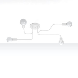 Weißer Sollux Lighting Kronleuchter Vector 4 mit vier Leuchten im Industrie-Stil.