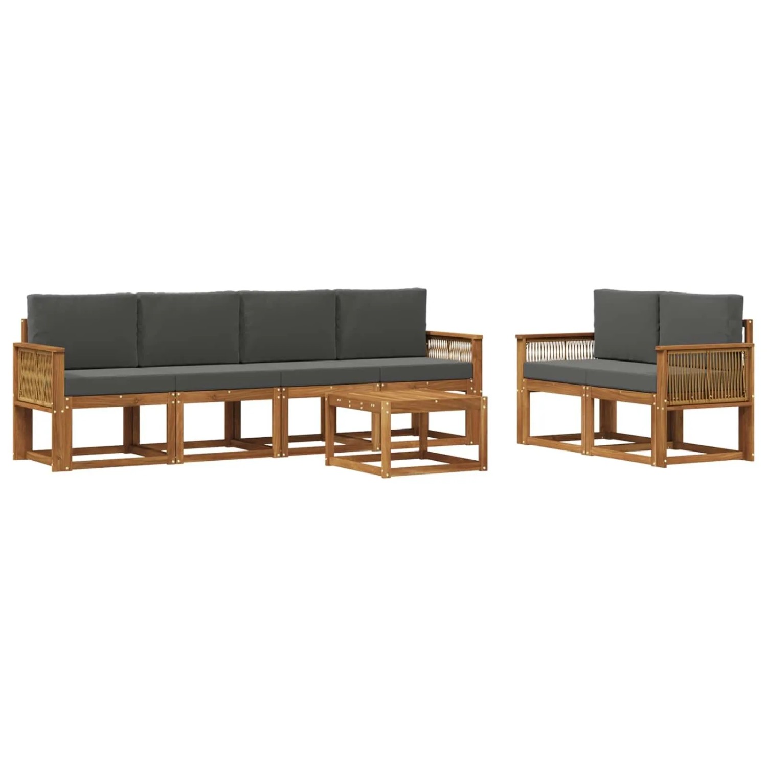 vidaXL Outdoor-Sofagarnitur 7 Stk Natur und Anthrazit Polyester 3385018