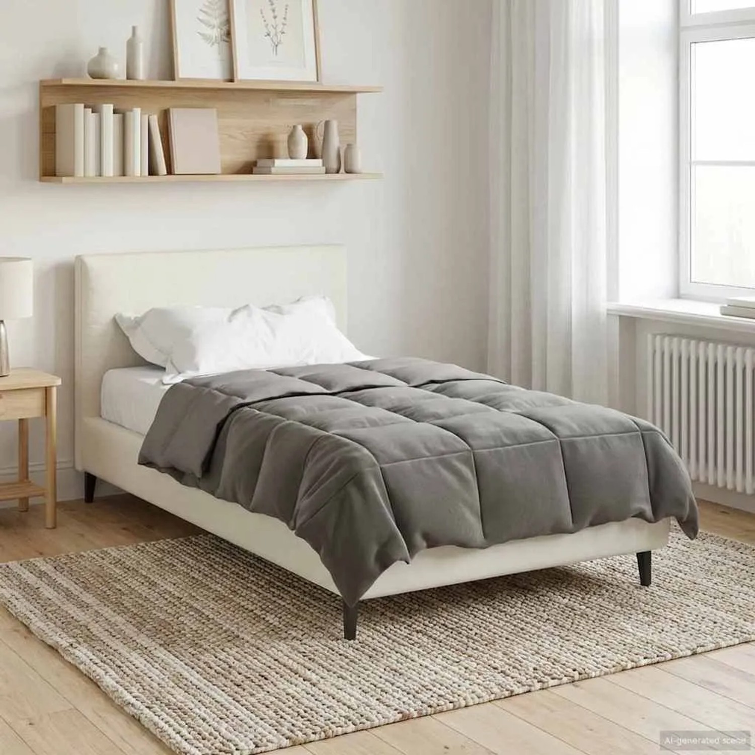 vidaXL Sommerdecke Gepolstert Hellgrau 140 x 200 cm Mikrofaser 42025918_4