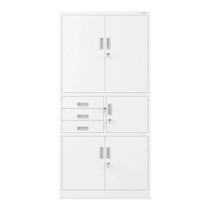 JAN NOWAK Aktenschrank mit Schubladen und Tresor FILIP II Weiß 90 x 185 x 40 cm