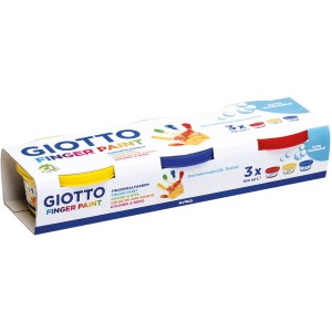 Giotto DITA Fingermalfarben, 3er-Set mit je 100ml in Gelb, Blau und Rot. Ideal für erste Malversuche.