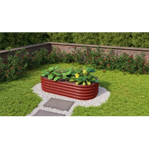 Vitavia Hochbeet Vita Basic Rubin, 162 cm, im Garten mit Bepflanzung.