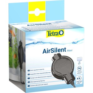 Verpackung der Tetra AirSilent Maxi Aquarium Pumpe, Komplettset mit Zubehör für Aquarien von 40-80l.