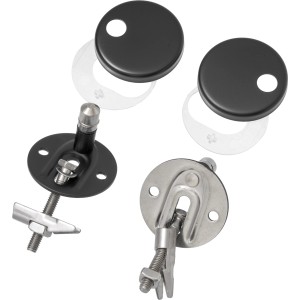 WC-Sitz Scharnier-Set in Schwarz, Edelstahl, zur Befestigung von Toilettensitzen mit Absenkautomatik.