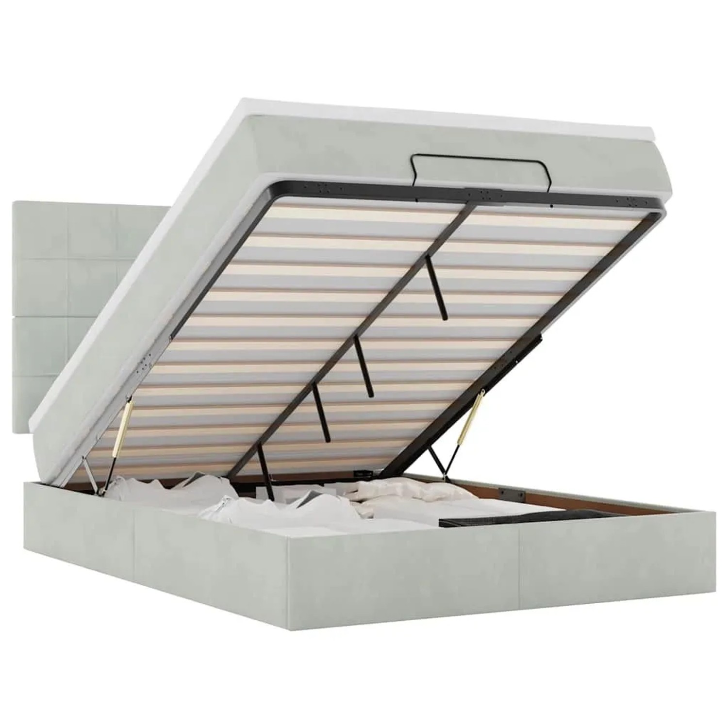 vidaXL Ottoman-Bett mit Matratzen Hellgrau 140x190 cm Samt 3313469