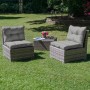 Hellgraues Beautissu Xluna Loungekissen Rücken (70x40x12cm) auf Gartenmöbeln.