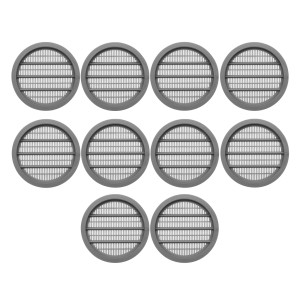 SOTECH 10 Stück Lüftungsrosette Ø65 mm aus Kunststoff Zum Einlassen Silbergrau
