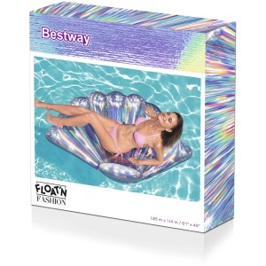 Verpackung der Bestway Luftmatratze Schimmernde Muschel, 152x100x20,5 cm.
