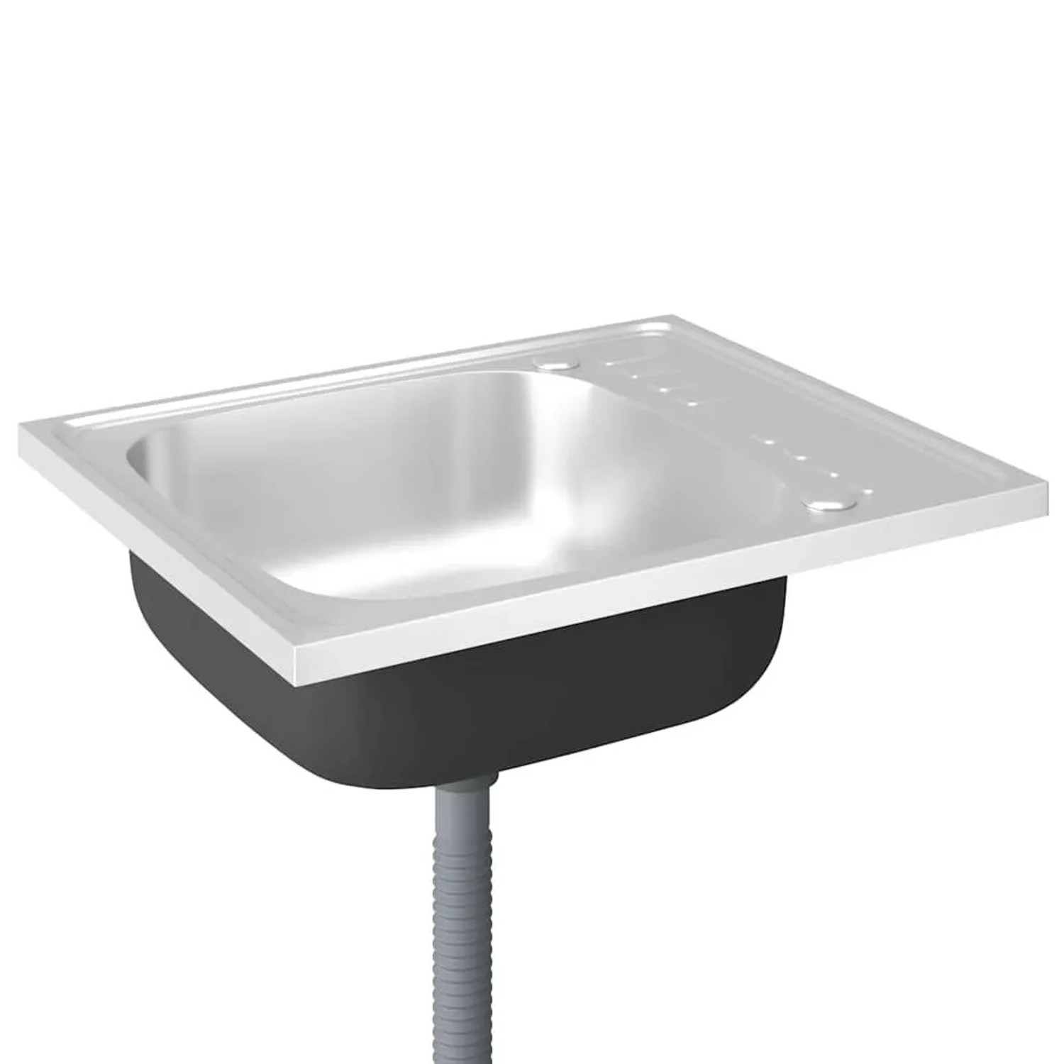 vidaXL Spüle mit Abtropffläche Set Silbern 600x500x155 mm Edelstahl 147230