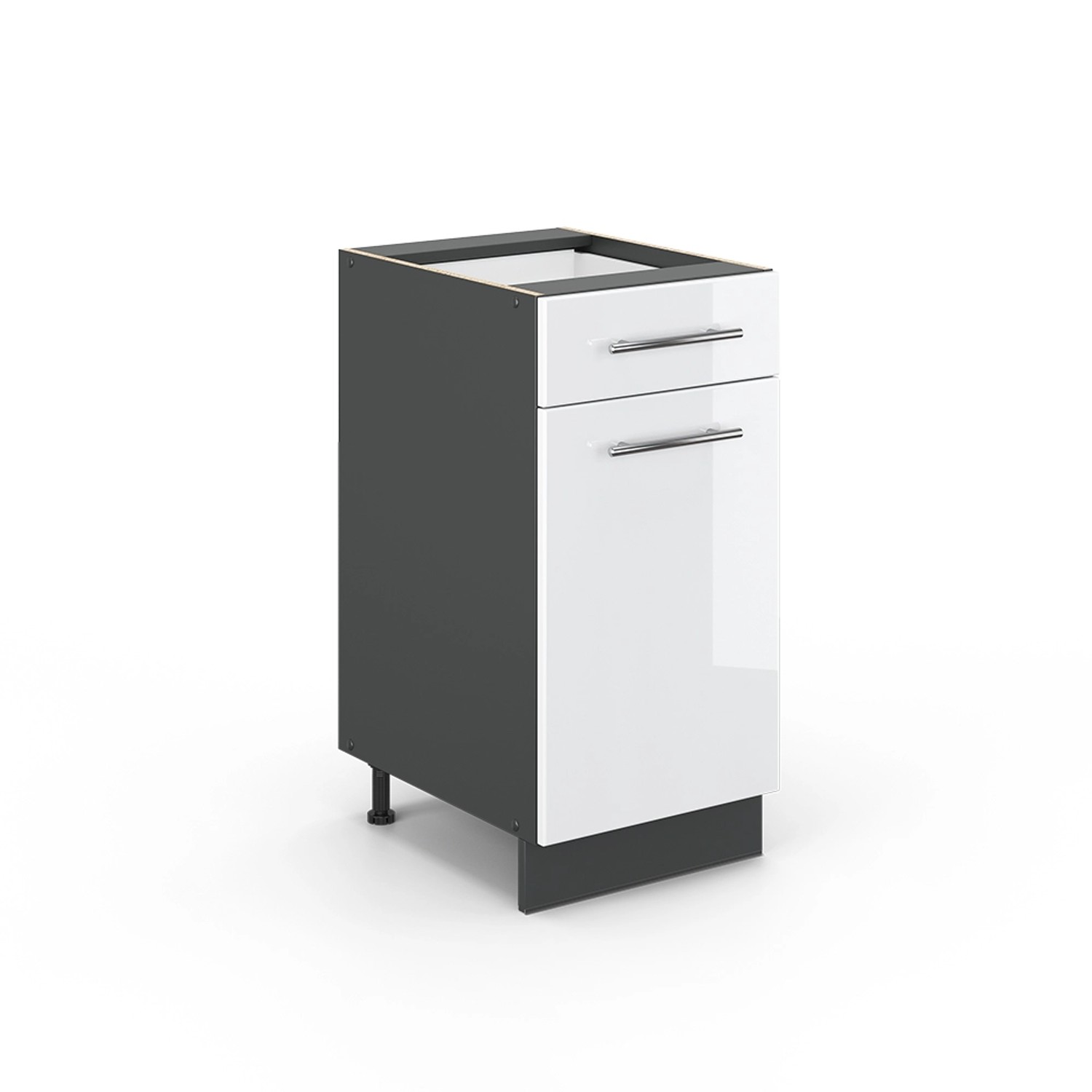Vicco Küchenunterschrank Fame-Line Weiß Hochglanz/Anthrazit 40 cm ohne Arbeitsplatte