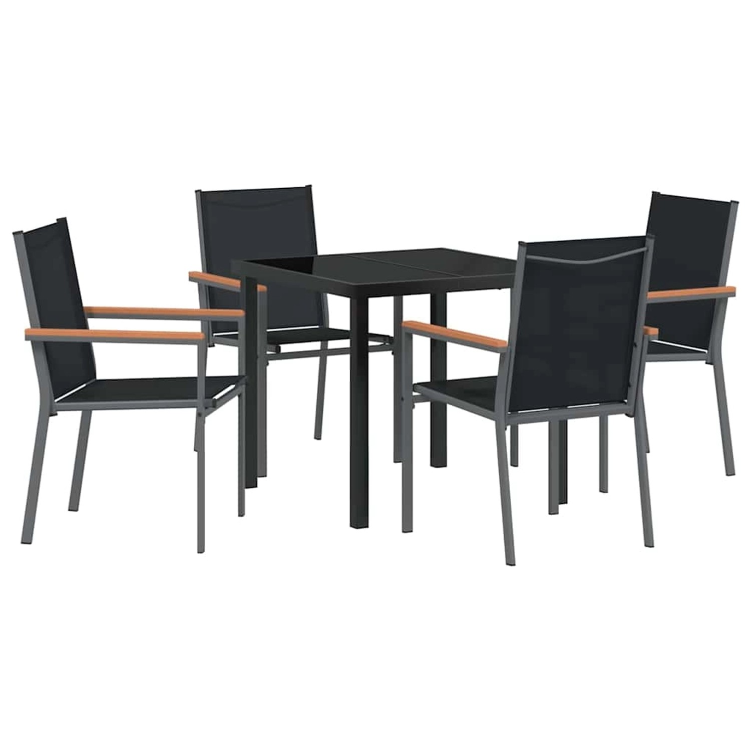 vidaXL 5-Teiliges Garten-Esstischset in Schwarz mit Textilene und Stahl 337 günstig online kaufen