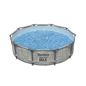 Bestway Stahlrahmenpool Steel Pro MAX, Ø 305 cm, grau, mit Wasserfüllung.