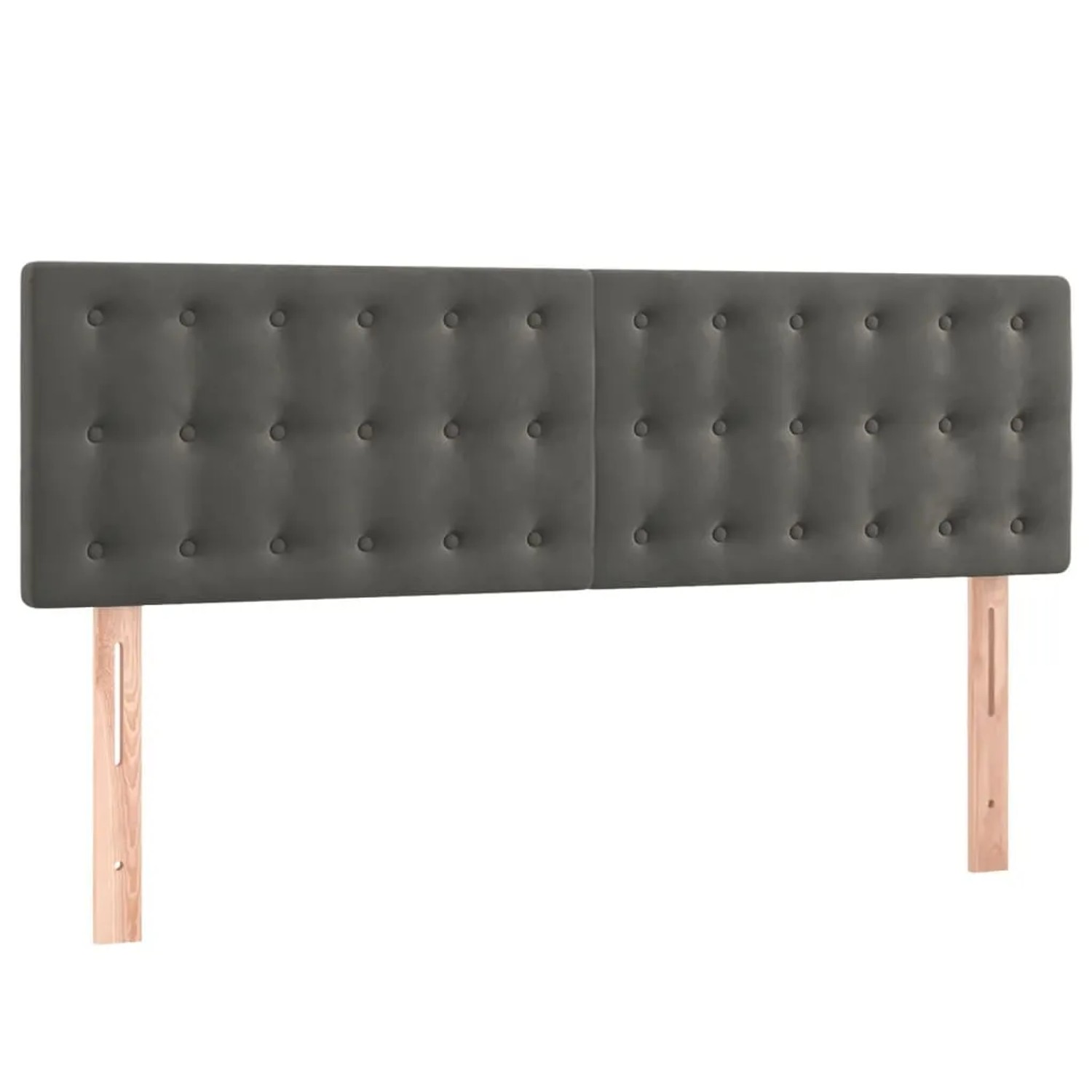 Dunkelgraues Boxspringbett mit Samtbezug und gestepptem Kopfteil, Betten Kategorie.