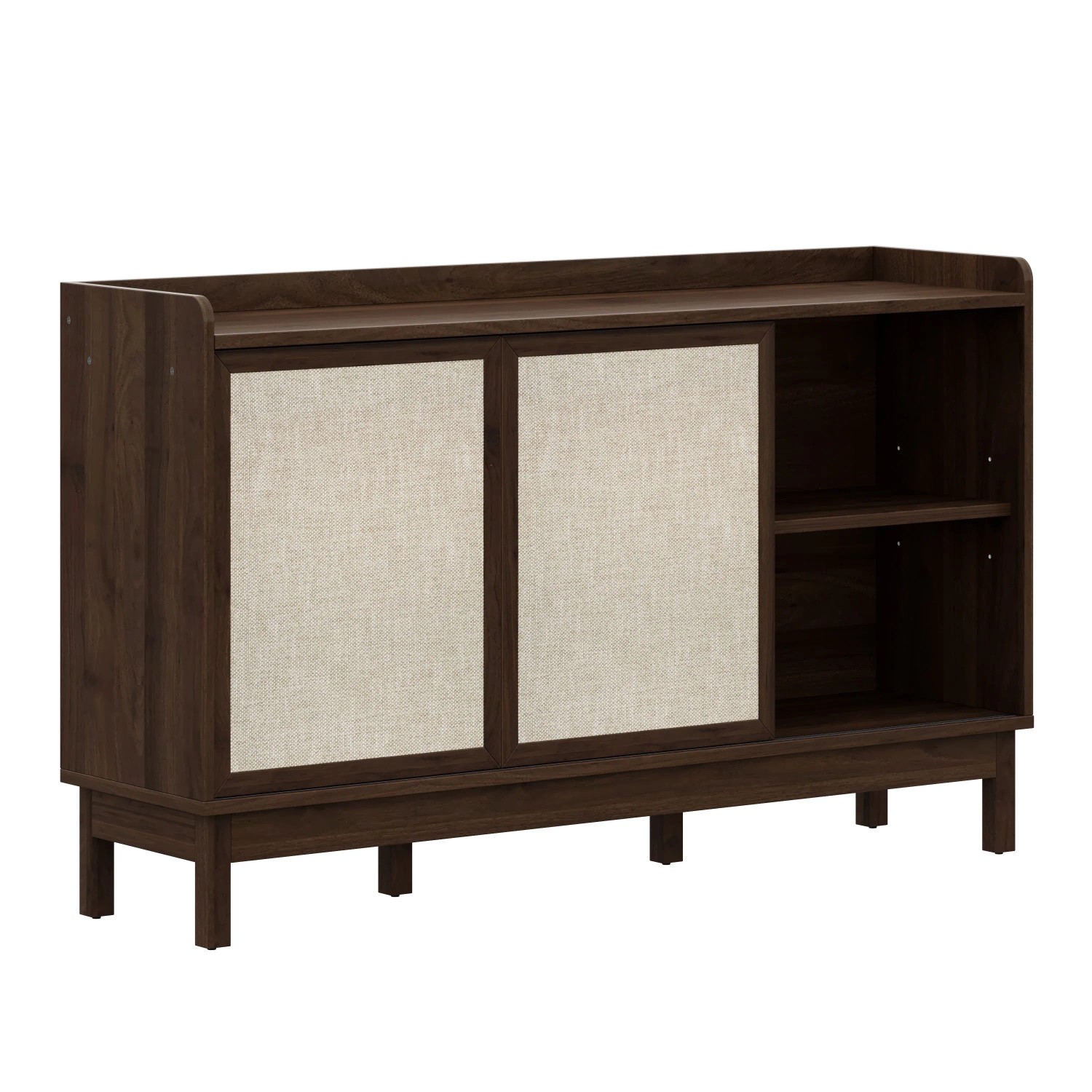 okwish Sideboard mit Schiebetüren Schubladen Wohnzimmer Esszimmer 150x39.5x80cm Braun