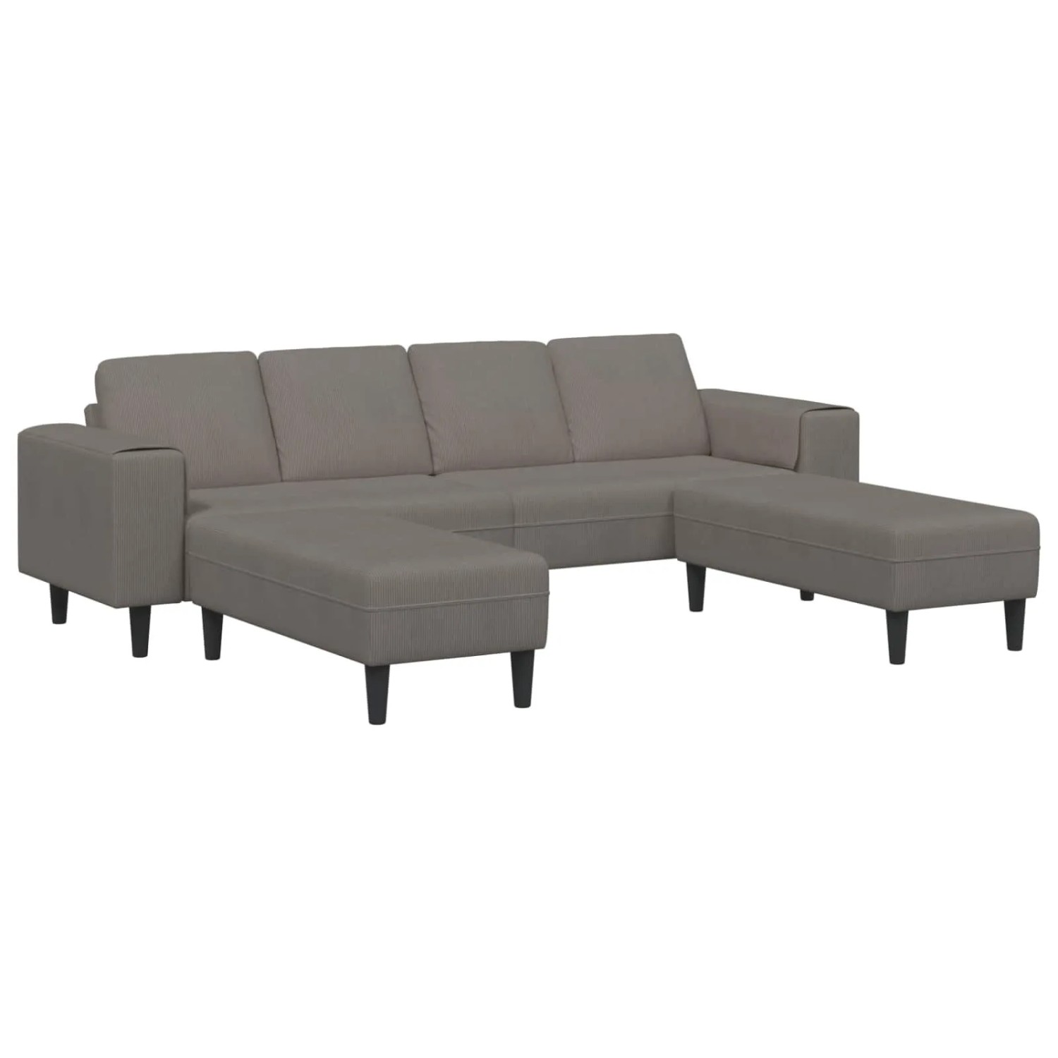 vidaXL Sofa mit Kissen Hellgrau 250 x 188 x 76 cm Cordstoff 3335131
