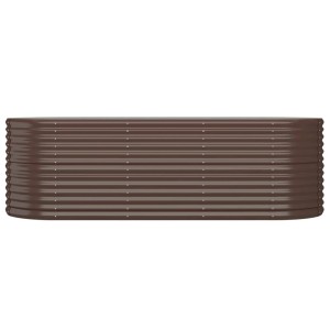 Braunes vidaXL Hochbeet aus pulverbeschichtetem Stahl, 224x80x68 cm.