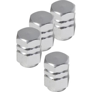 4er-Set OBI Ventilabdeckungen in Chromoptik für PKW Reifen.