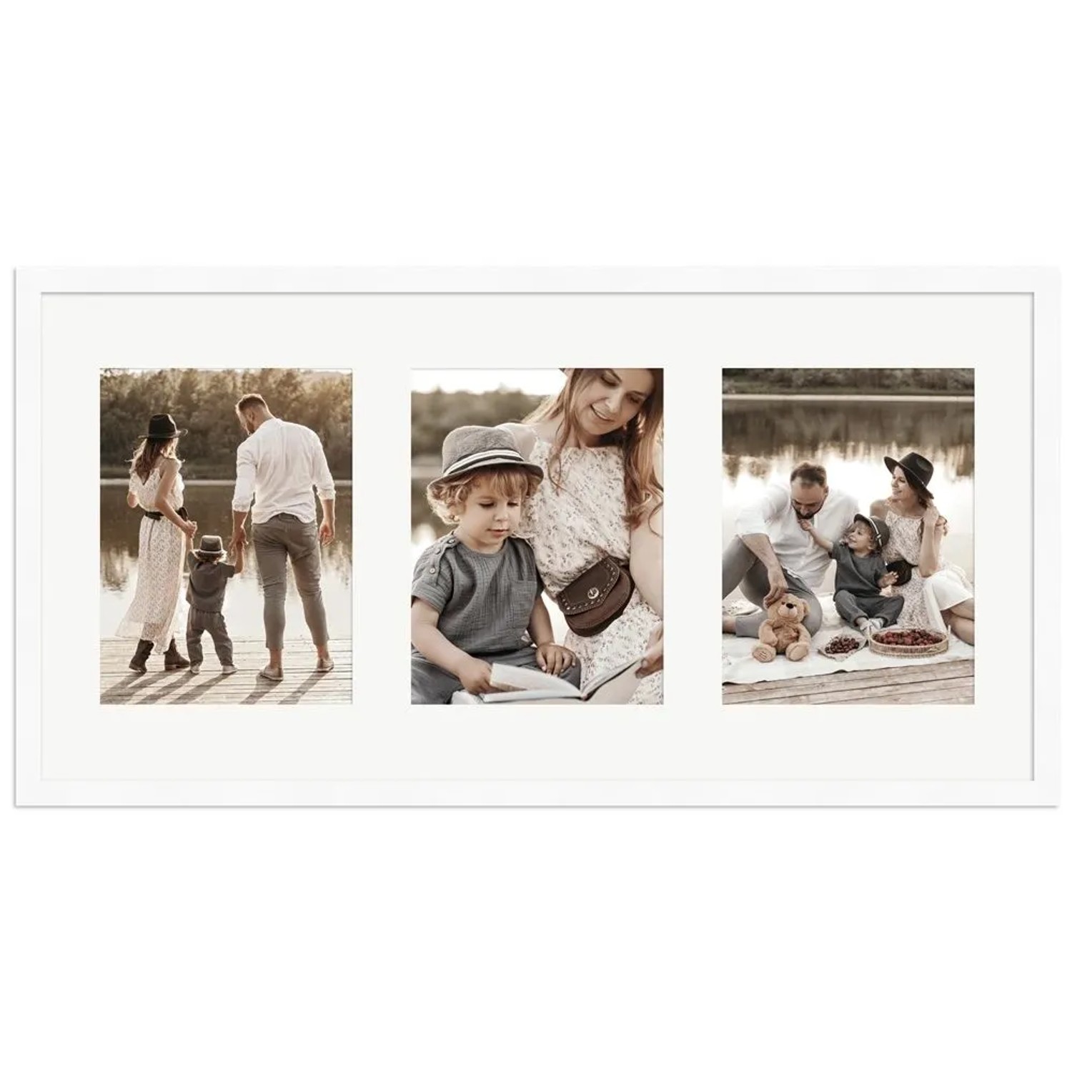 WANDStyle Galerierahmen G950 in Weiß Gemasert 30 x 60 cm für 3 Bilder im Format 15 x 20 cm