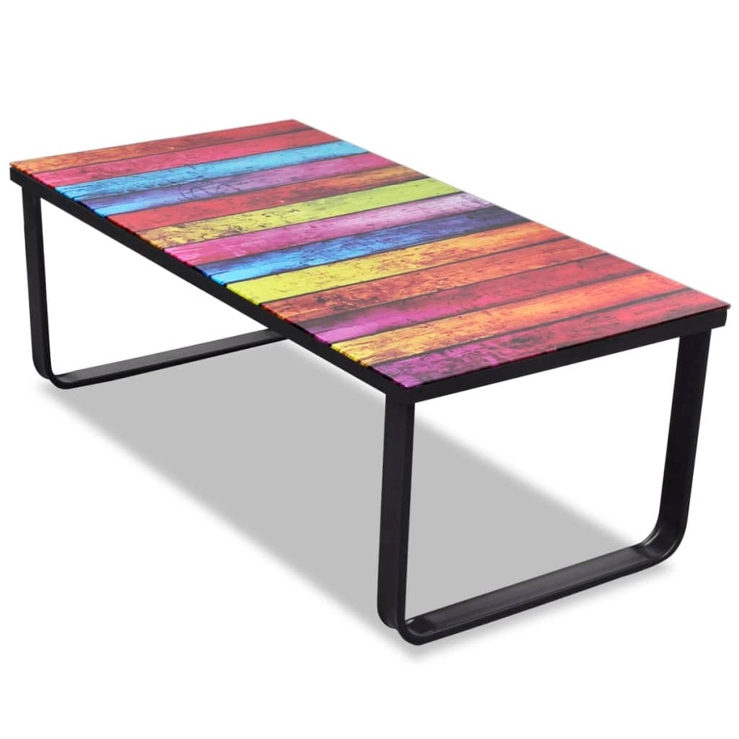 vidaXL Couchtisch mit Glasplatte Regenbogen-Aufdruck 241175 günstig online kaufen