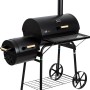 El Fuego Dakota Holzkohlegrill Smoker mit zwei Grillflächen und Ablage.