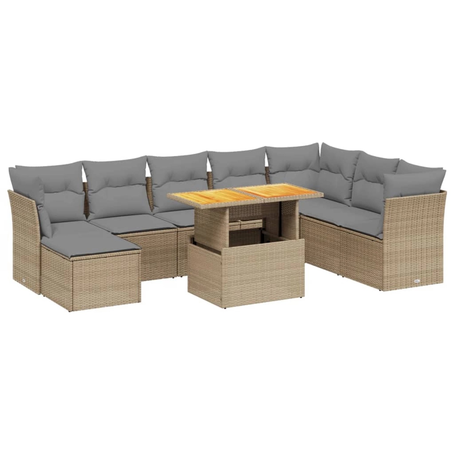 vidaXL 9-tlg Garten-Sofagarnitur mit Kissen Beige Poly Rattan Modell 289 günstig online kaufen