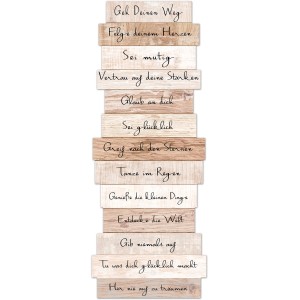 Pro Art Bild Cut-Out mit Lebensmotto auf Holzoptik, 70x25cm. Wandbild mit inspirierenden Sprüchen.