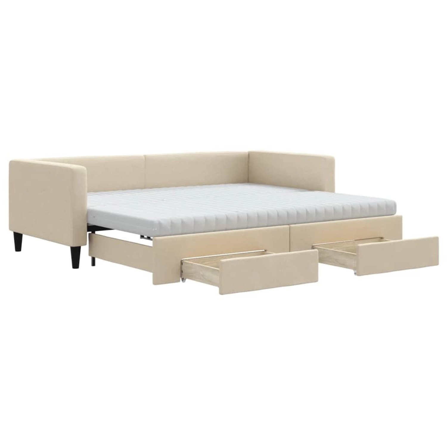 vidaXL Tagesbett Ausziehbar mit Schubladen Creme 90x200 cm Stoff1881254 günstig online kaufen
