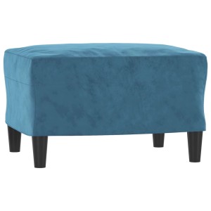 Blauer vidaXL Fußhocker aus Samt, 60x50x41 cm, mit schwarzen Füßen.