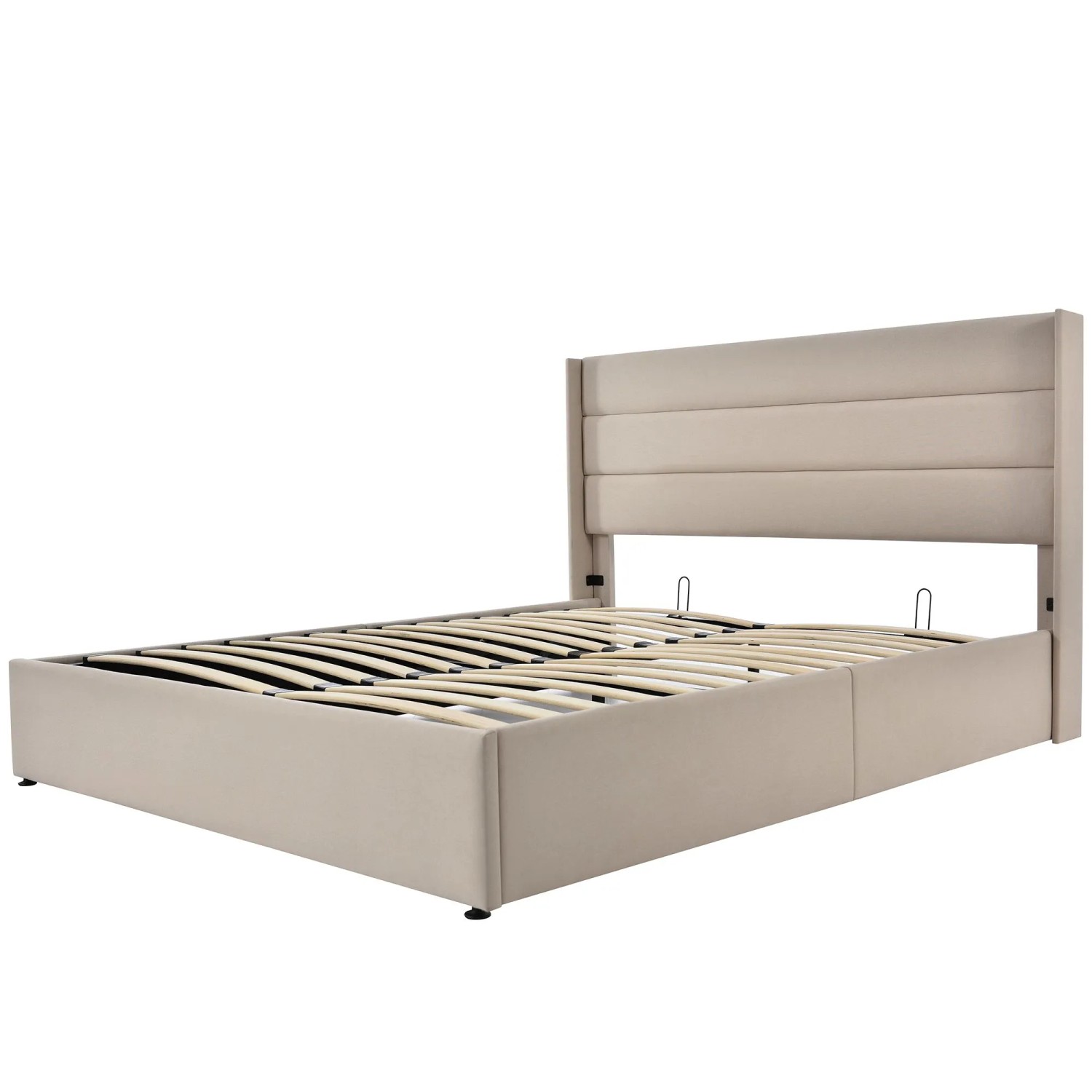 Merax Polsterbett 140x200 Beige Hydraulisch Leinen Stauraum