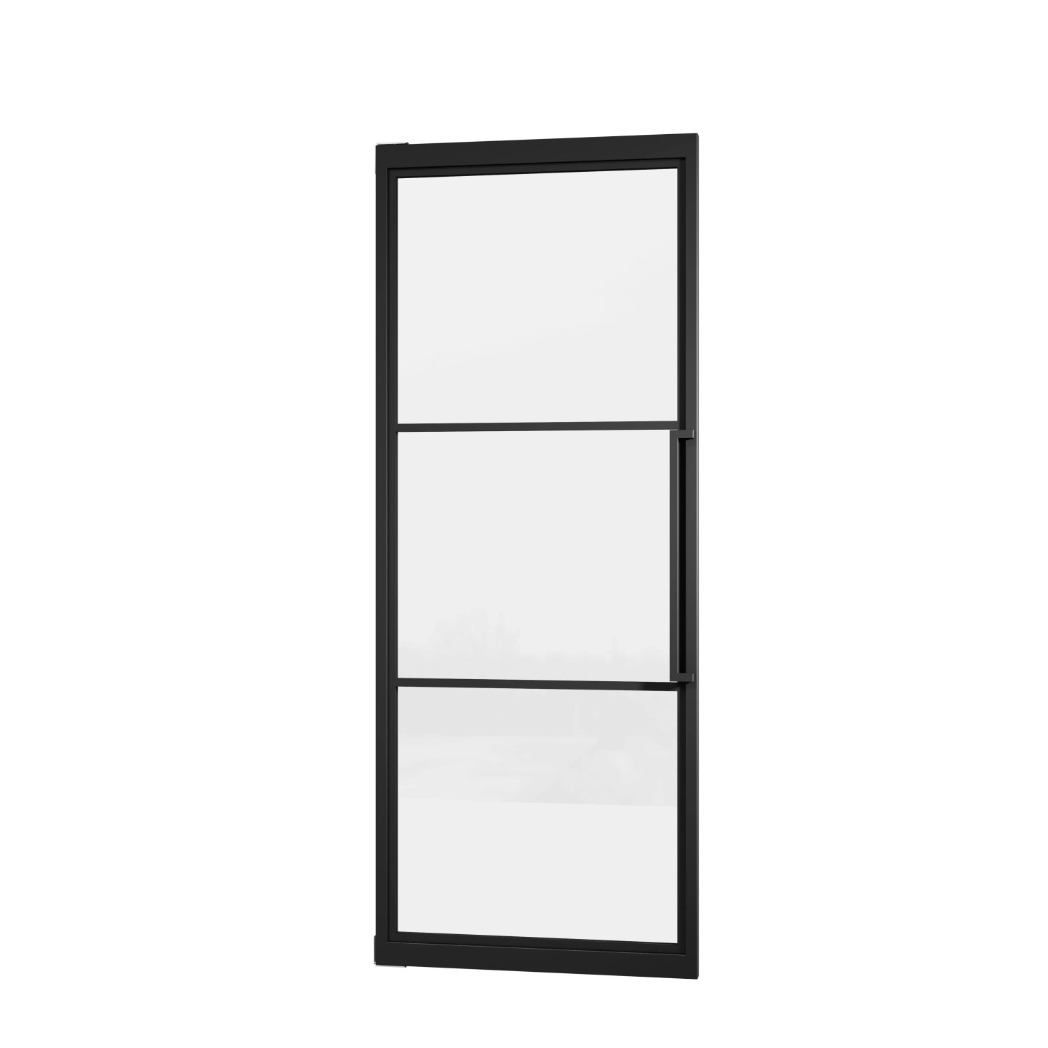 inova Pivot Glastür 830 x 2115 mm Klarglas Loft 3 Felder Komplettset Beschlag in Schwarz mit Griffstange