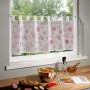 Schlaufenpanneau Rachele in Rosa-Grau, 45x135 cm, mit floralem Muster für Fenstervorhänge.