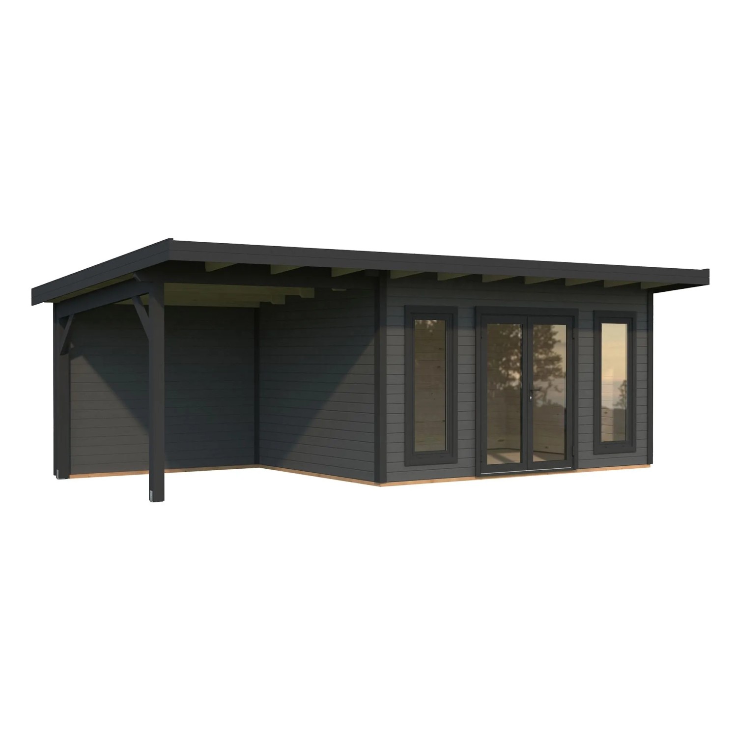 Palmako Holz-Gartenhaus Aurelia Pultdach Lackiert 749 cm x 300 cm 20,6 m²