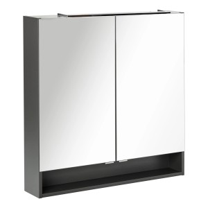 Fackelmann Spiegelschrank Luna, 80 cm, Anthrazit mit Softclose und Ablage.