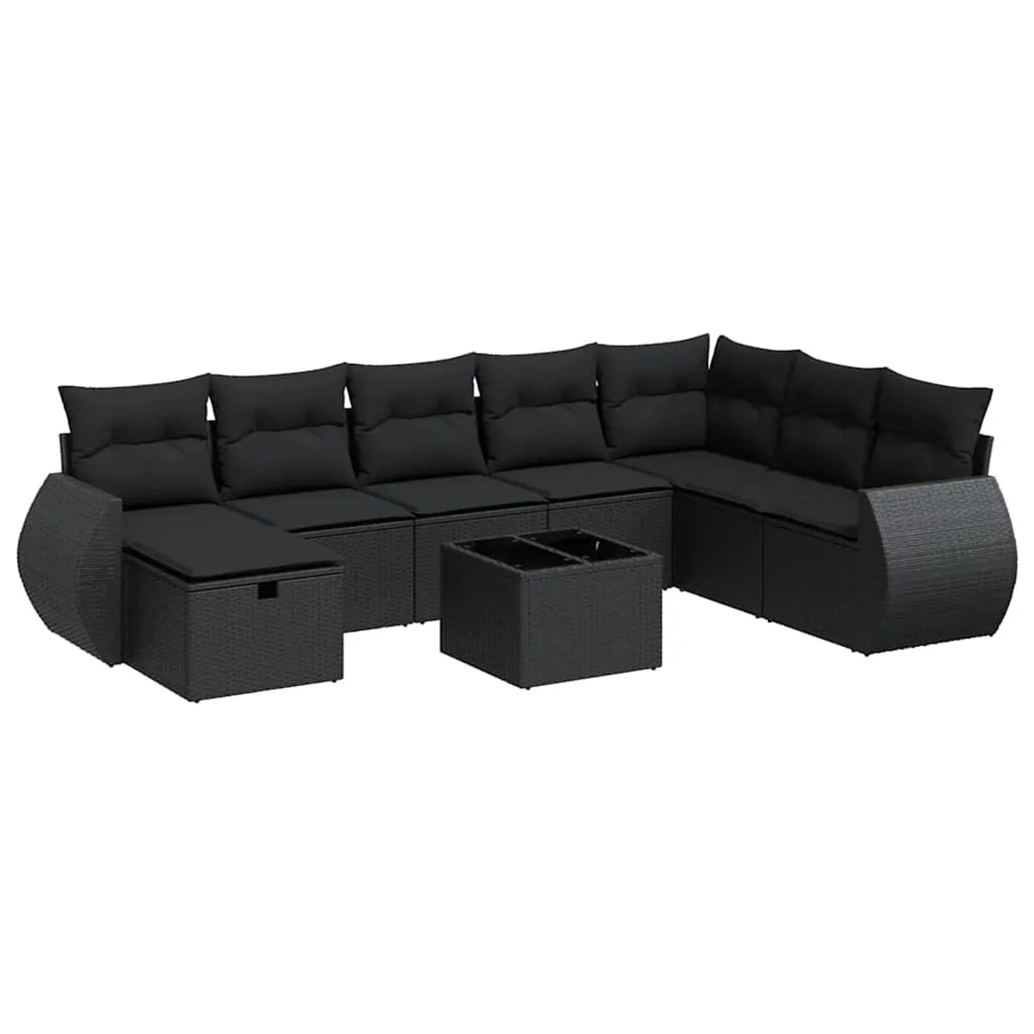 vidaXL 9-Tlg Garten-Sofagarnitur mit Kissen Schwarz Poly Rattan 3325641 günstig online kaufen