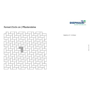 Verlegemuster für anthrazitfarbene Beton Drain Pflastersteine, Format 21x14x8 cm.