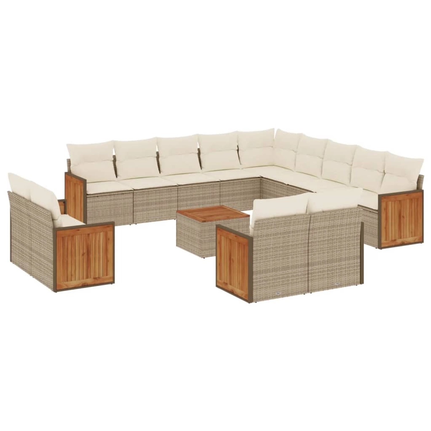vidaXL 14-Tlg Garten-Sofagarnitur mit Kissen Beige Poly Rattan 3260616 günstig online kaufen