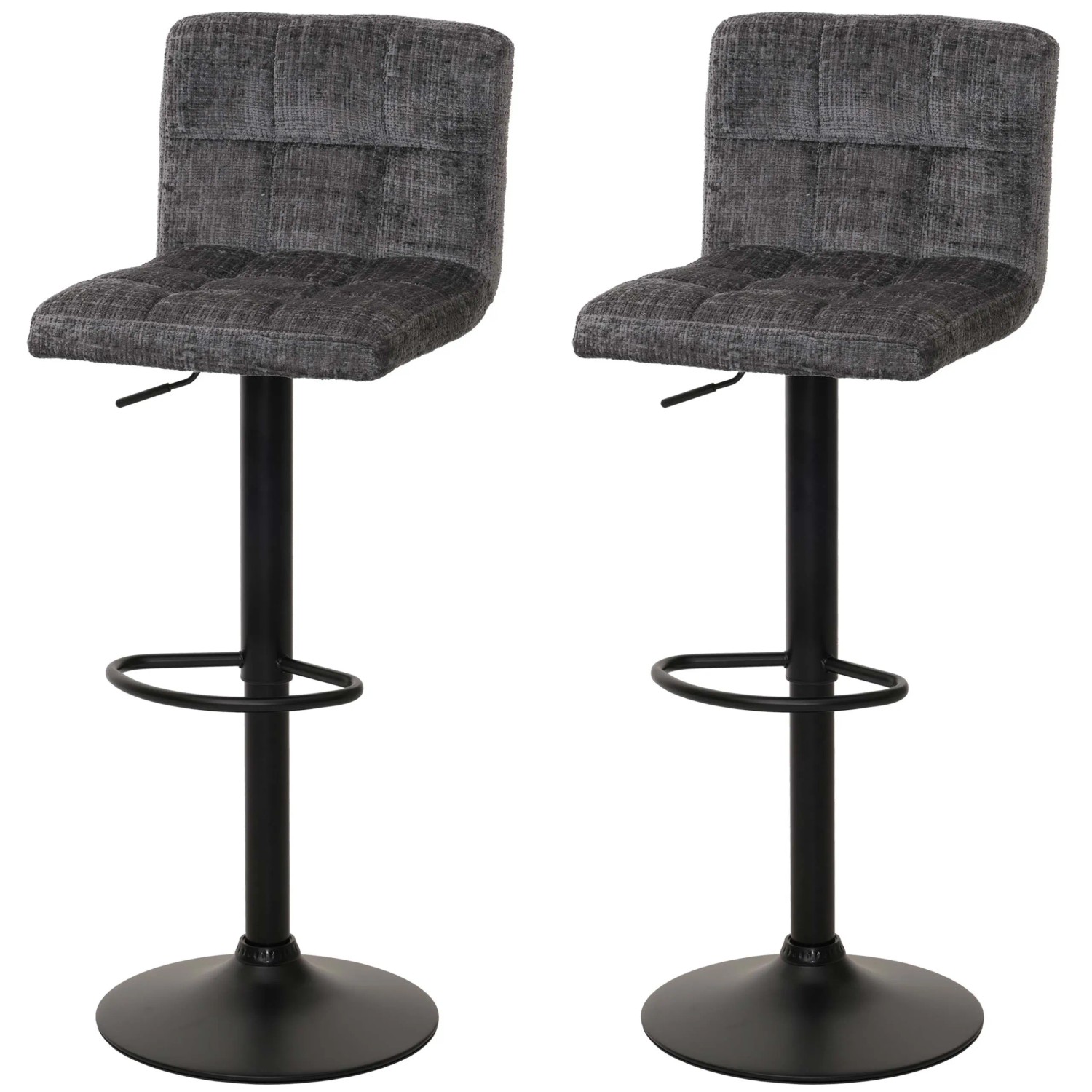 MCW Barhocker G87 2er-Set Dunkelgrau Stoff Chenille